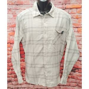 Fintech Flannel Shirt Mens XL Gray Plaid Long Sleeve Woodsman Pocket Button Down